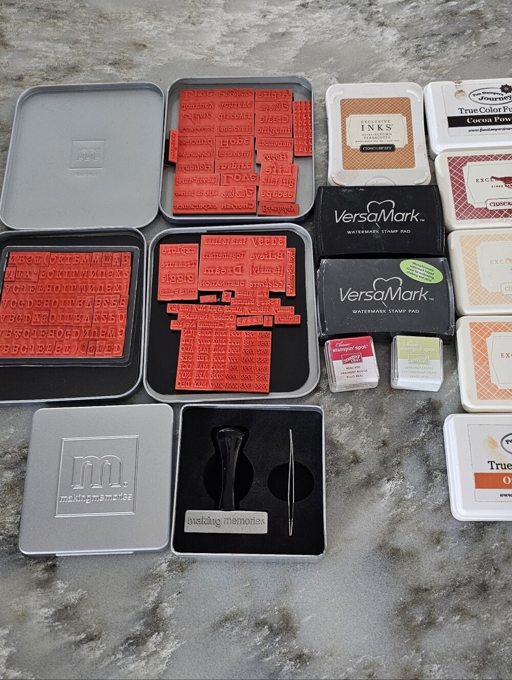 Making Memories Magnetic Alphabet Stamp Lot VersaMark Stampin Up Ink Pad Bundle